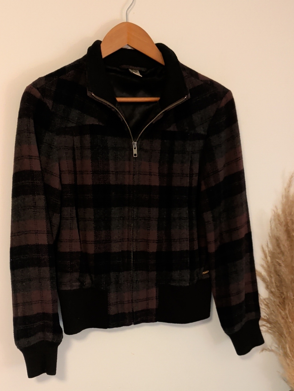 Prana Plaid Zip Bomber Jacket in Black & Brown